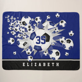 Mädchen Sport Fußball Bälle Sterne blau schwarz Sherpadecke