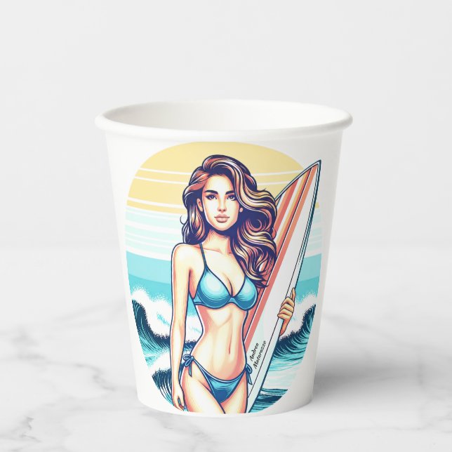 Mädchen Sport & Surfen Pappbecher (Vorderseite)