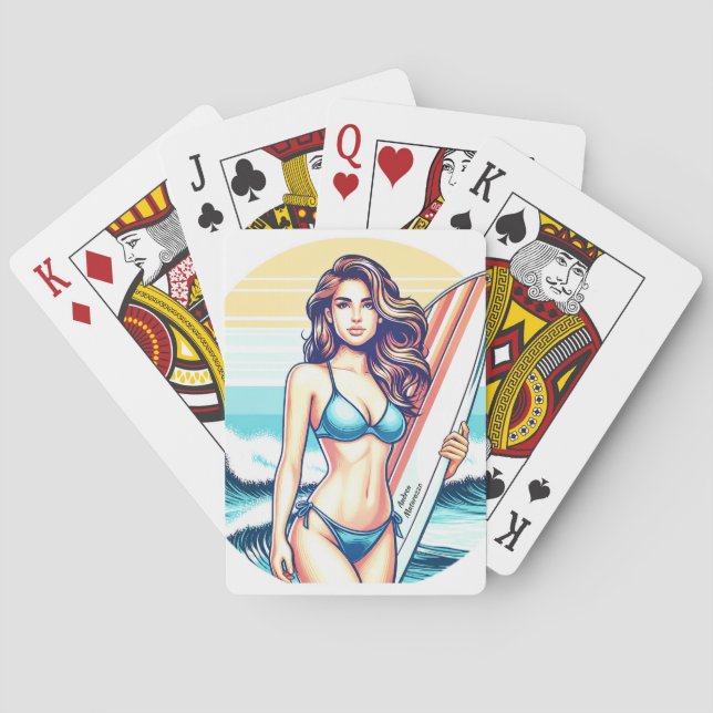 Mädchen Sport & Surfen Spielkarten (Rückseite)