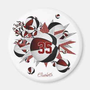 Mädchen Sportgeschenke Maroon schwarze Basketball  Magnet
