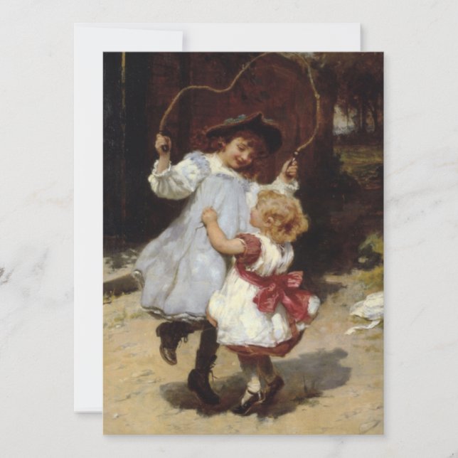 Mädchen springen mit einem Skipferd Karte (Vorderseite)