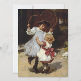 Mädchen springen mit einem Skipferd Karte