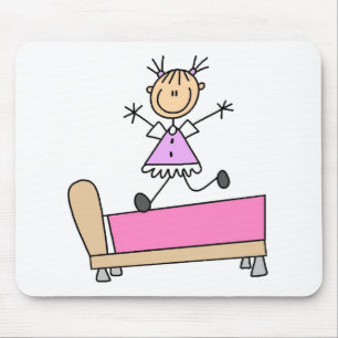 Mädchen springt auf dem Bett-Mauspad Mousepad