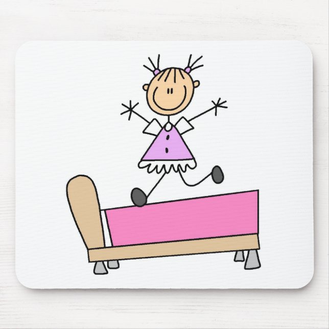 Mädchen springt auf dem Bett-Mauspad Mousepad (Vorne)