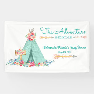 Mädchen Stammes-TeePee-Baby-Party Banner