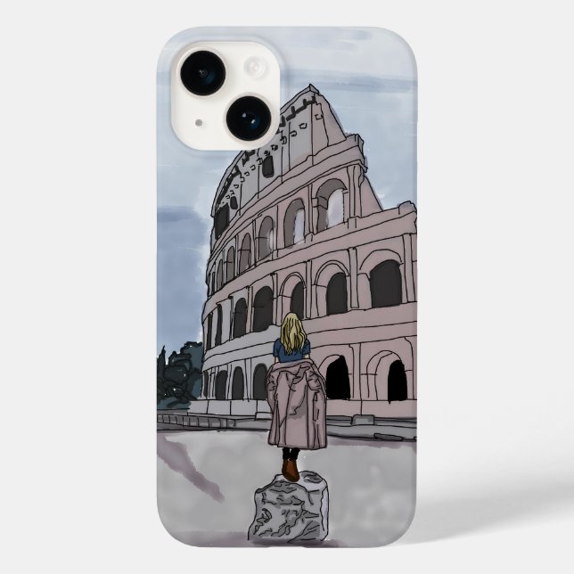 Mädchen stehend vor Kolosseum. Case-Mate iPhone Hülle (Rückseite)