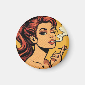 Mädchen Stoner | Comic- Pop-Art | Rauchende Liebha Magnet
