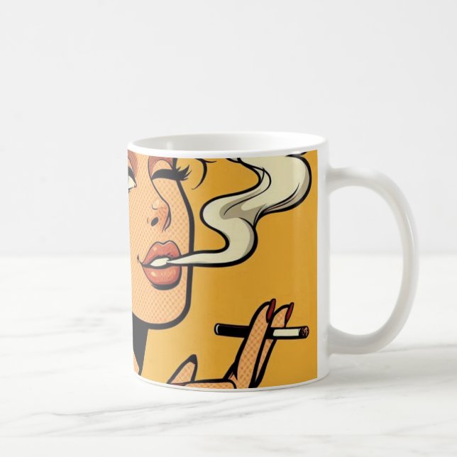 Mädchen Stoner | Comicbuch Pop-Art | Rauchende Lie Kaffeetasse (Rechts)