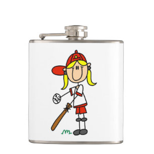 Mädchen-Strichmännchen-Baseball-Schlagmann Flachmann