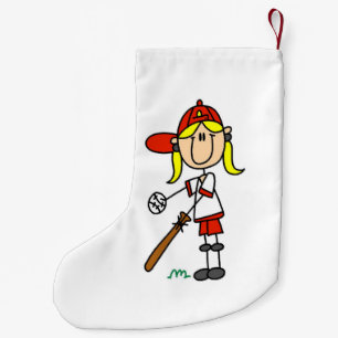 Mädchen-Strichmännchen-Baseball-Schlagmann Kleiner Weihnachtsstrumpf