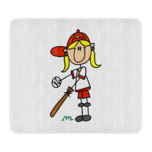 Mädchen-Strichmännchen-Baseball-Schlagmann Schneidebrett