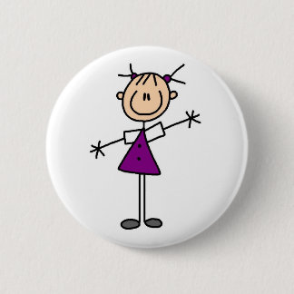 Mädchen-Strichmännchen-Knopf Button