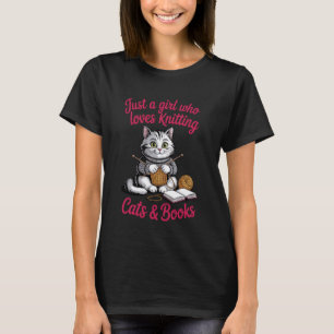 Mädchen Strickt Katzen Bücher Nähen Häkeln Stricke T-Shirt