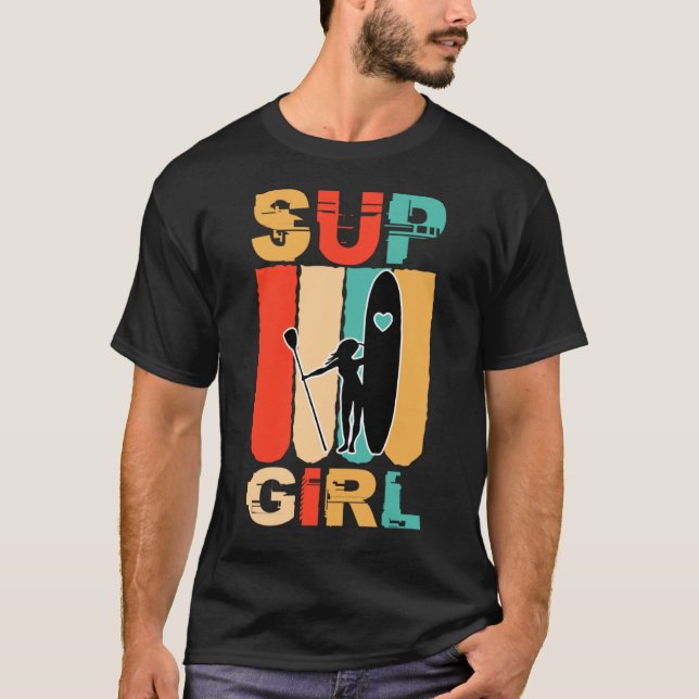 Mädchen SUP Aufstehen Paddelsurfen Surfen T-Shirt (Vorderseite)