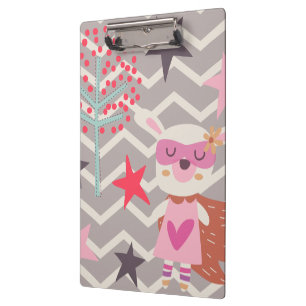 Mädchen-Superheld-Häschen Klemmbrett