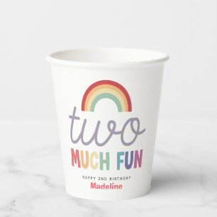 Mädchen Süß Zu Viel Spaß Regenbogen 2. Geburtstag Pappbecher
