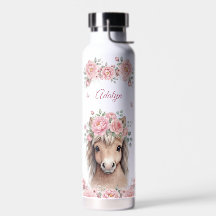 Mädchen Süße Rosa Florale Pferd Personalisierter N