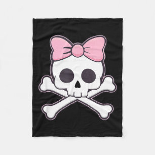 Mädchen Süßer Totenkopf Mit Rosa Schleife Kawaii G Fleecedecke