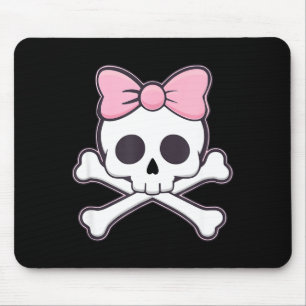 Mädchen Süßer Totenkopf Mit Rosa Schleife Kawaii G Mousepad
