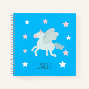 Mädchen Süßes Magisches Blaues Einhorn Kinder Schu Notizbuch