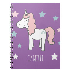 Mädchen Süßes Magisches Lila Einhorn Kinder Schule Notizblock