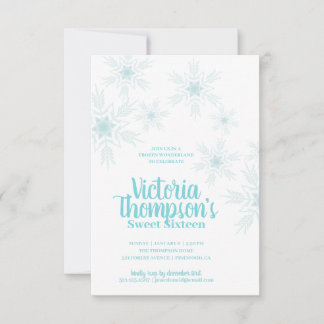 Mädchen SWEET 16 gefrorener WINTER WONDERLAND Gebu Einladung