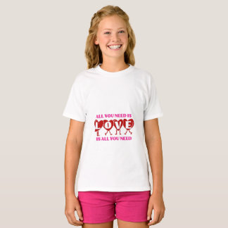 Mädchen-Sweet-"All You Need Is Love"-Herz-T-Shirt T-Shirt