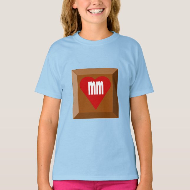 Mädchen T - Shirt blaue LIEBE SCHOKOLADE (Vorderseite)