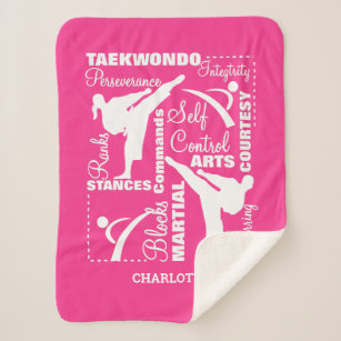 Mädchen Taekwondo Thema Kampfkunst Pink Weißer Spa Sherpadecke