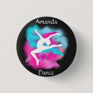 Mädchen tanzen Leap Pink Blue Color Bombe mit Name Button