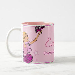 Mädchen-Tasse rosa u. blonden Haares Zweifarbige Tasse