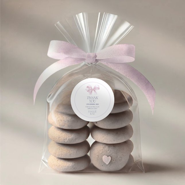 Mädchen Taufe Danke Sticker - Blush Pink Bow (Von Creator hochgeladen)