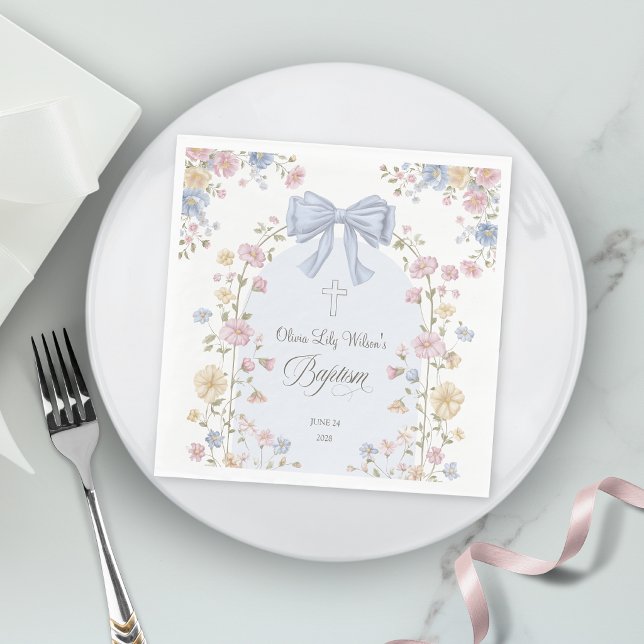 Mädchen-Taufe Pastell-Bogen Wildblume Christlich Serviette (Von Creator hochgeladen)