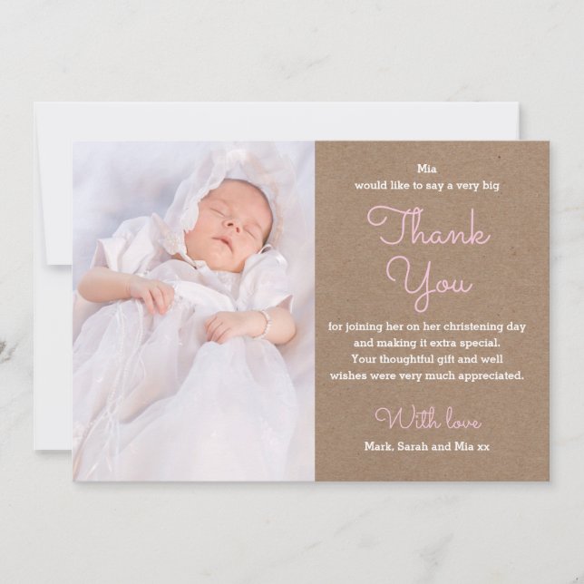 Mädchen-Taufe/Taufe danken Ihnen zu kardieren Dankeskarte (Vorderseite)