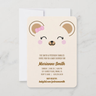 Mädchen Teddybär Baby Shower Evite oder Drucken Einladung