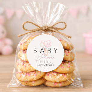 Mädchen Teddybär Ballons Babyparty Runder Aufkleber