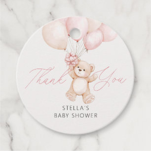 Mädchen Teddybär Ballons Danke Baby Shower Geschenkanhänger