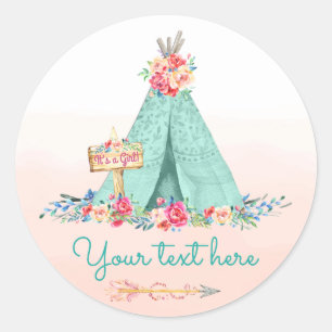 Mädchen TeePee Boho Stammesgunst Dankeschön Runder Aufkleber
