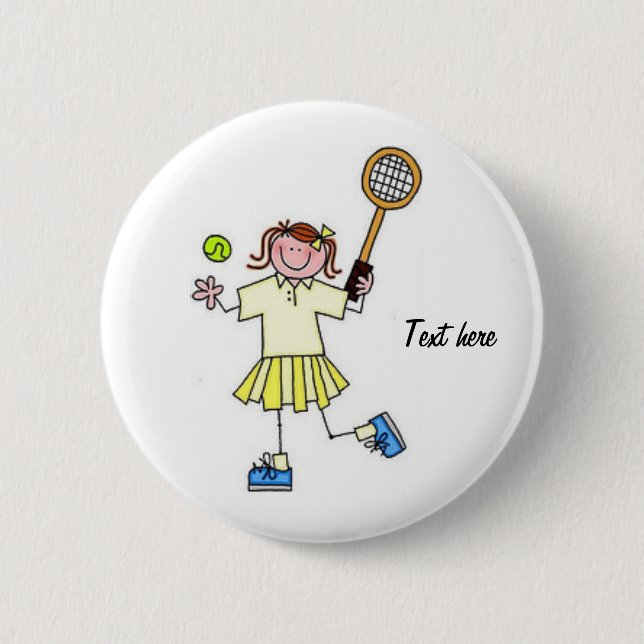 Mädchen-Tennis-Knopf Button (Vorderseite)