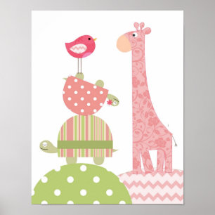 Mädchen-Tiere Poster für Kinderzimmer und Spielzim