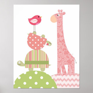 Mädchen-Tiere Poster für Kinderzimmer und Spielzim