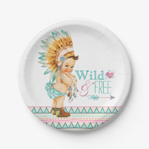 Mädchen Tribal Babyparty Pappteller