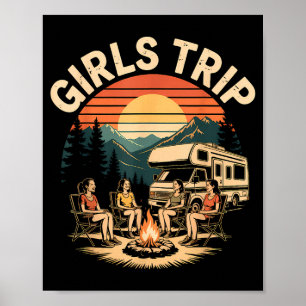 Mädchen-Trip-RV-Camping-Camper-Freunde-Reise Poster