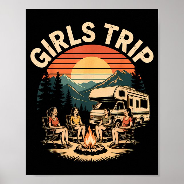 Mädchen-Trip-RV-Camping-Camper-Freunde-Reise  Poster (Vorne)