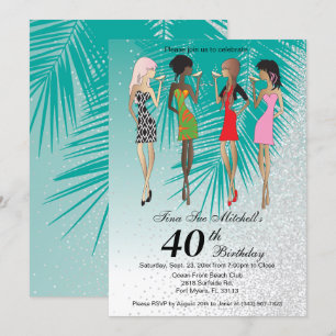 Mädchen Tropical Luau Party Einladung