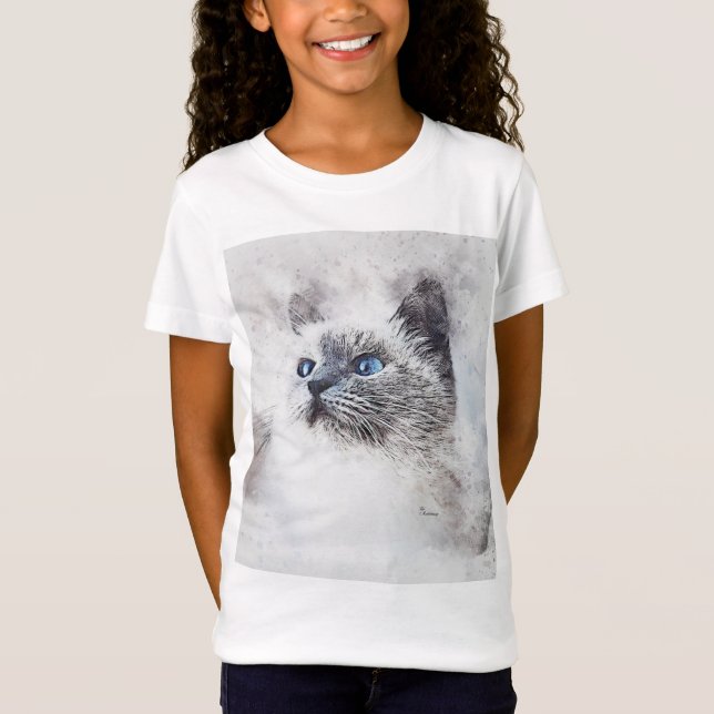 Mädchen TShirt Kleine Katze (Vorderseite)