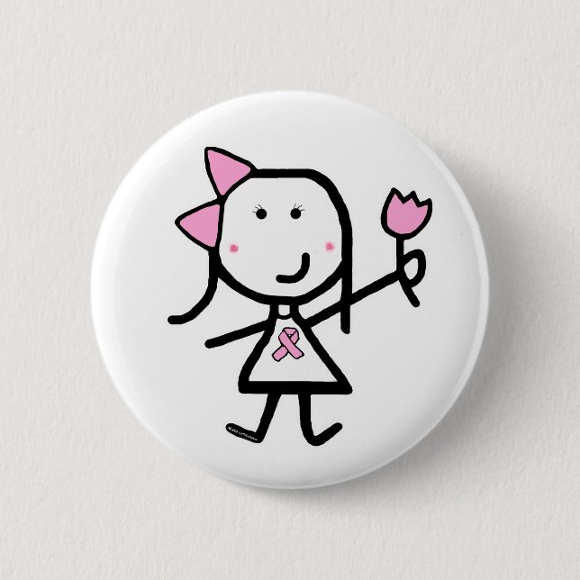 Mädchen u. rosa Band Button (Vorderseite)