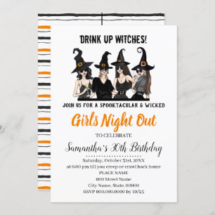Mädchen übernachten Hexen-Halloween-Party Einladung