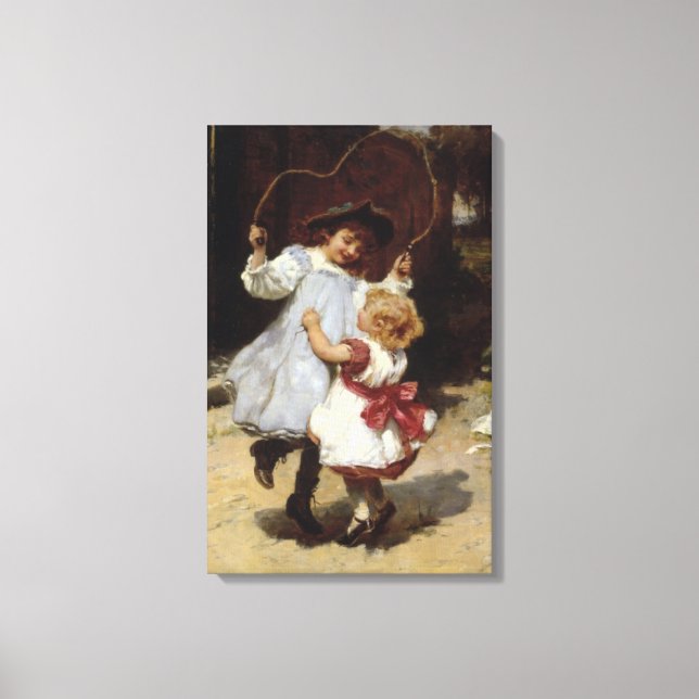 Mädchen überspringen mit einem Sprungbrett Leinwanddruck (Vorderseite)