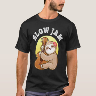 Mädchen Ukulele Uke Gitarre Slow Jam Süß Faultier T-Shirt